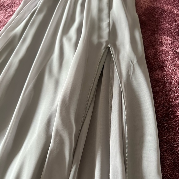 NWT Macy’s Emerald Sundae Gray maxi dress size Small, V neckline, front slit - Picture 10 of 15